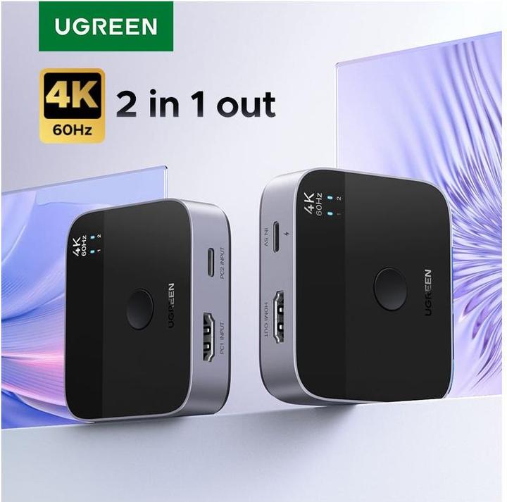 Immagine prodotto Ugreen - KVM Switch AW503 (55452) - Type-C + HDMI, 4K@60Hz, Aluminum - Grey