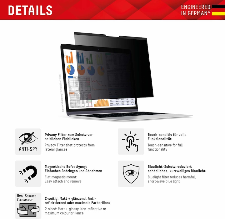 Produktbild Displex Privacy Safe, Laptop Blickschutzfilter (13.30", 16 : 10)