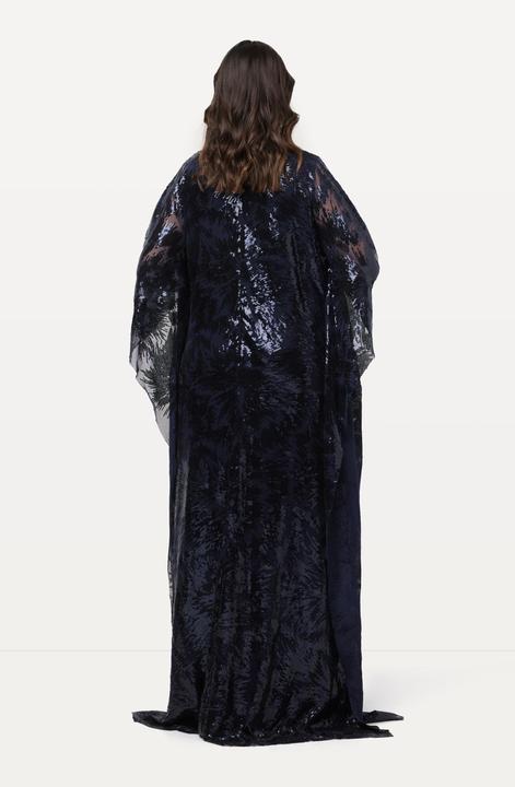 Image du produit Ulla Popken Robe de soirée doublée, esprit cape. Décolleté en V, manches 3/4. Paillettes. (50, 52)