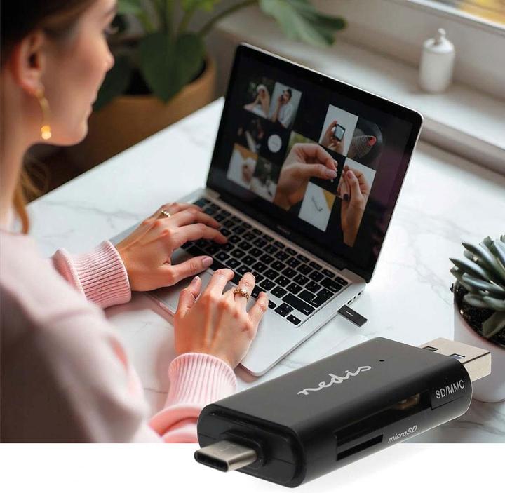 Produktbild Nedis Kartenleser | microSD (TF) / microSDHC (TF) / microSDXC (TF) / SD / SDHC / SDXC | USB 3.2 Gen1 (USB-C 3.2 Gen 1)
