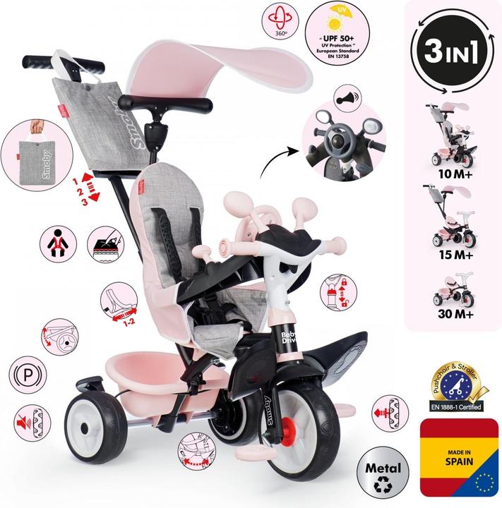 Produktbild Smoby Baby Driver Tricycle Pink