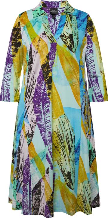 Immagine prodotto Ulla Popken Abito in tessuto fluente con collo da camicia, scollo a V e maniche a 3/4 (60)