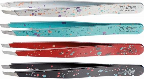 Actual product image Rubis Pinzette Actionpainting schräg, hellblau, Inox