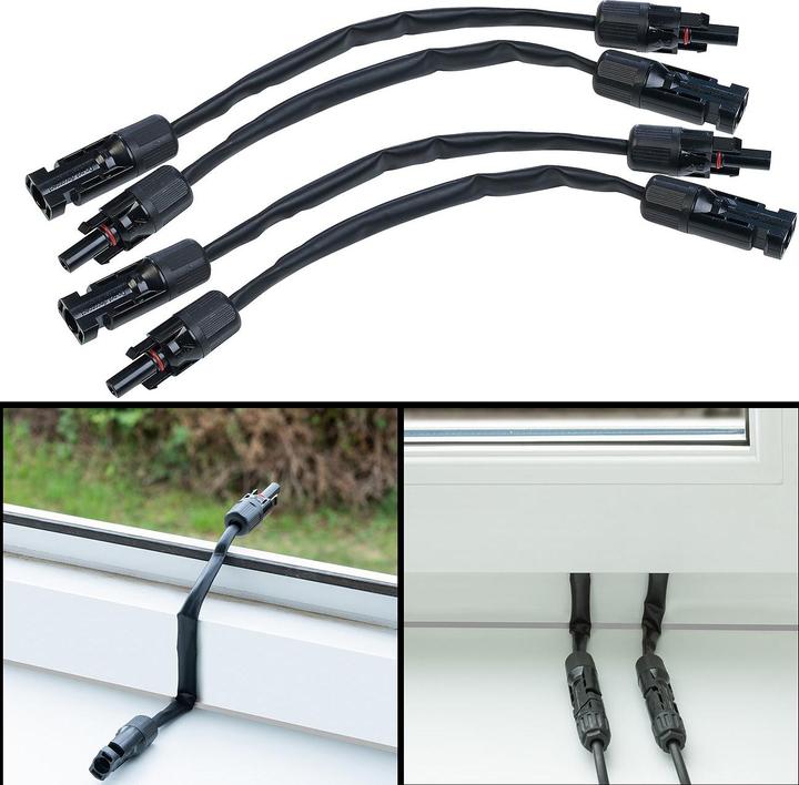 Image du produit Revolt Lot de 4 câbles solaires extra-plats résistants aux intempéries, à traverser, compatibles MC4 (Câble solaire)