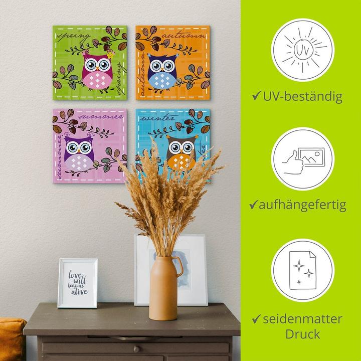 Actual product image Artland Owl in spring, summer, autumn, winter S6IA (30 x 30 cm)