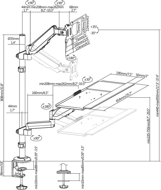 Actual product image myWall My Wall HL63L 1 piece Monitor desk mount 43.2 cm (17") - 81.3 cm (32") Weak (Table, 32", 9 kg)