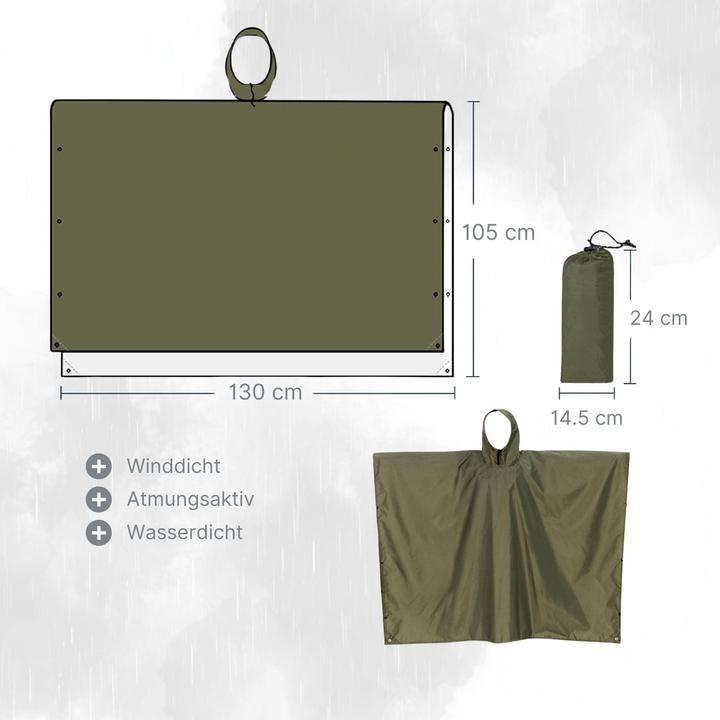 Produktbild Hermex Regenponcho Regencape Regenumhang Regenjacke Wasserschutzponcho (One Size)