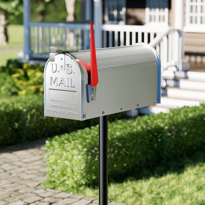 Image du produit Wiltec Boite aux lettres Style américain Design Couleur Gris argenté Boite postale US Mailbox avec drapeau