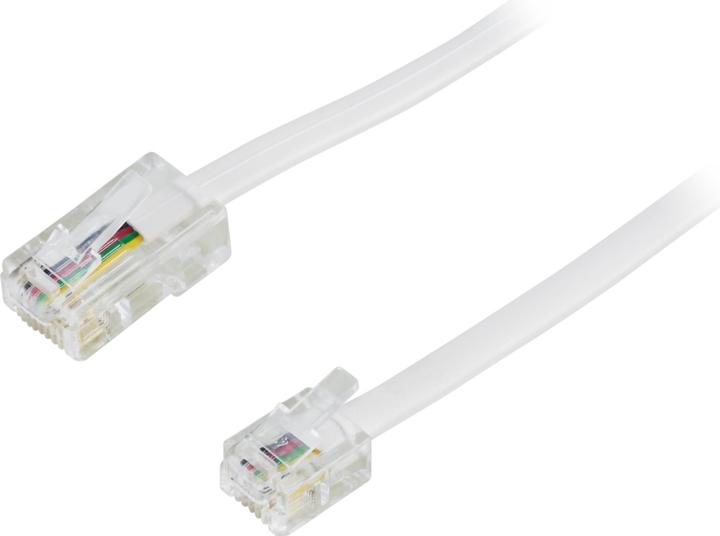 Deltaco modulaire kabel 8P4C naar 6P4C RJ11 2 m vit.