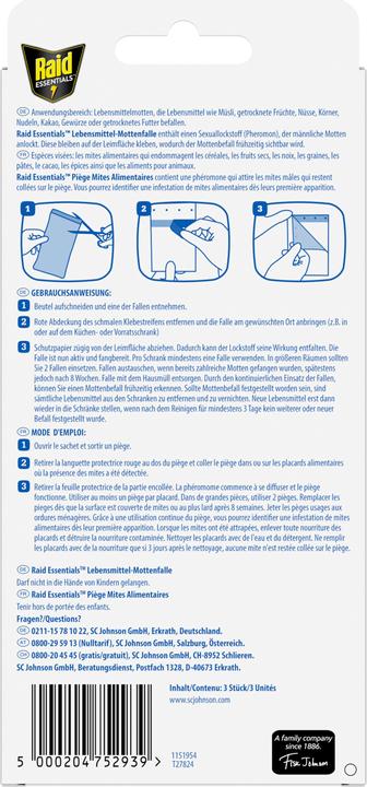 Produktbild Raid Essentials Lebensmittel-Mottenfalle zur Befallskontrolle