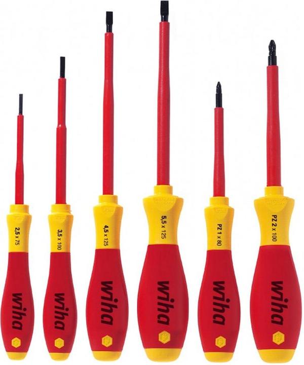 Actual product image Wiha VDE screwdriver set 6 pieces (Slotted screws, Pozidriv cross recess (PZ))