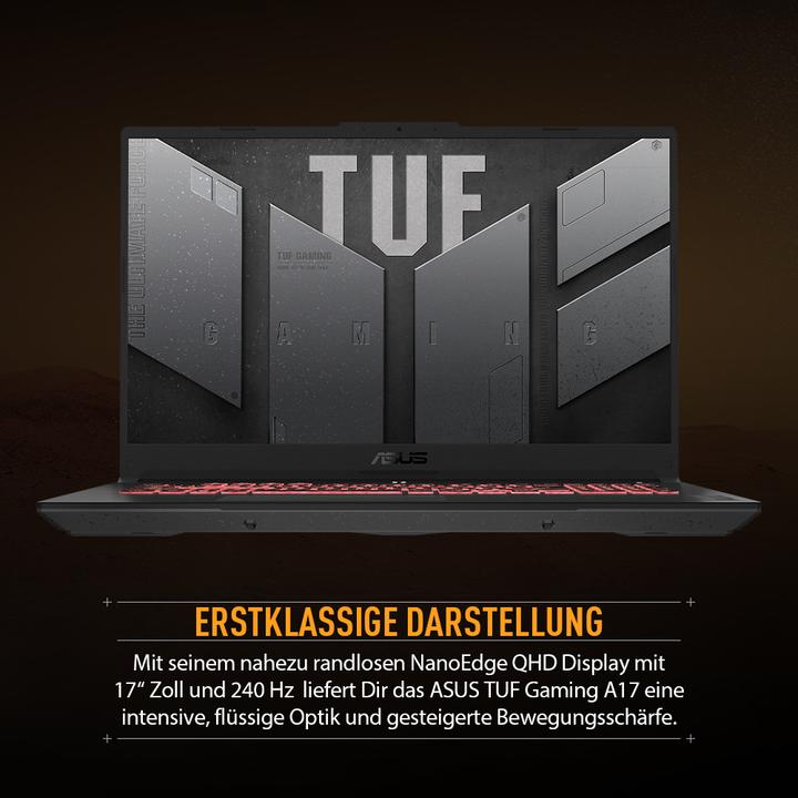 Image du produit ASUS TUF Gaming A17 RTX 4050 (17.30", 512 Go, 16 Go, DE, AMD Ryzen 7 7735HS)