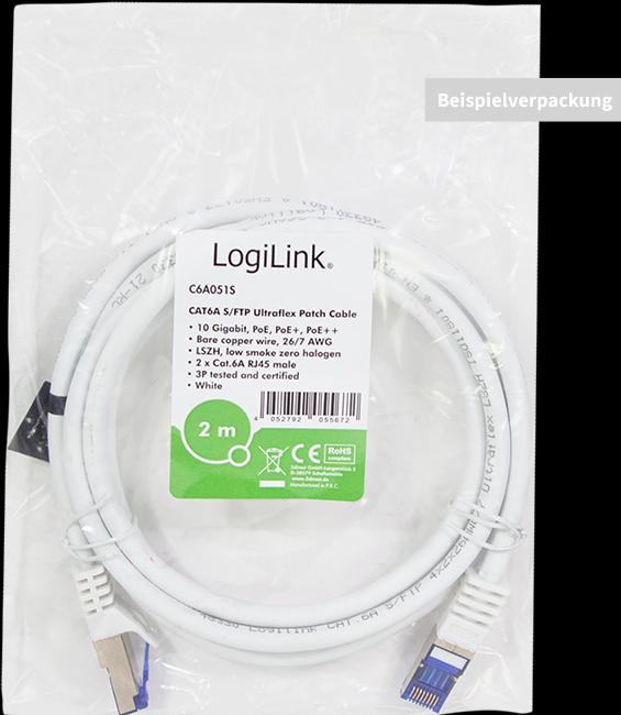 Produktbild LogiLink Patchkabel Ultraflex, Kat.6A, S/FTP, 5,0 m, weiss mitCat.7 Rohkabel, extra flexibles & weiches Kabel (S/FTP, CAT6a, 5 m)