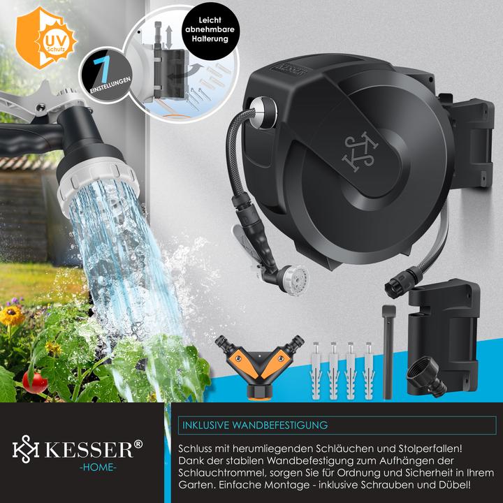 Produktbild Kesser Schlauchtrommel mit 30m Gartenschlauch & Handbrause (30 m)