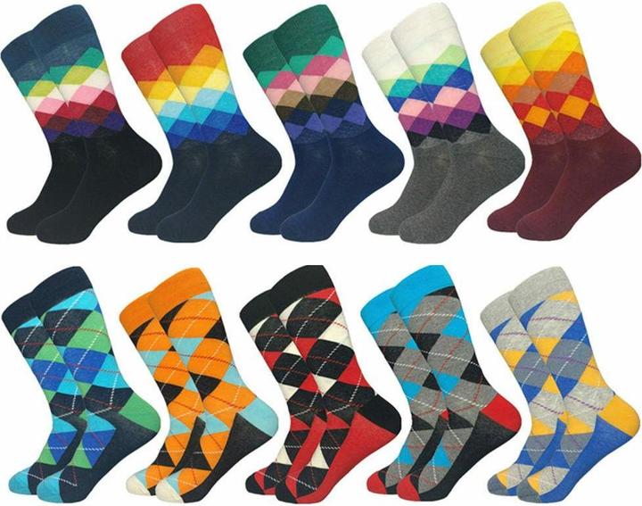JTI Gemusterte Herrensocken, gemischte quadratische Muster - 10 Paar (10er Pack, 40 - 46)