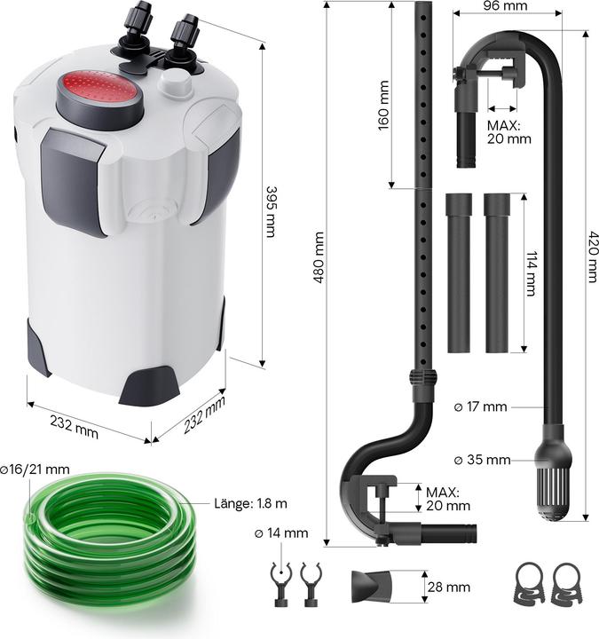 Produktbild SunSun Aussenfilter (400 l, Aussenfilter, Salzwasser, Süsswasser)
