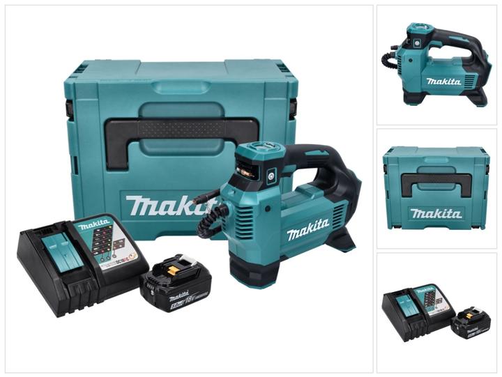 Makita DMP 181 RT1J Battery compressor 18 V 11.1 bar + 1x battery 5.0 Ah + charger + Makpac (11.10 bar)