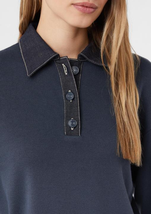 Produktbild Comma Strickpullover Strickpullover mit Denim-Polokragen und überschnittener Schulter (32)