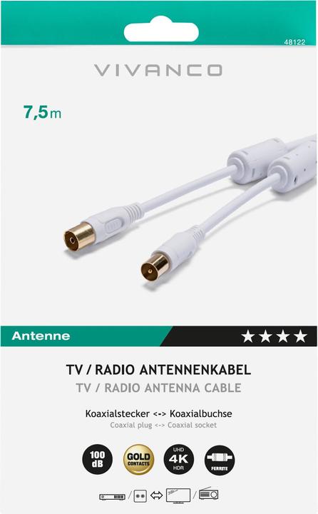Actual product image Vivanco Antenna Cable Coax Plug-Coax Coupling (100 dB, Antenna cable)