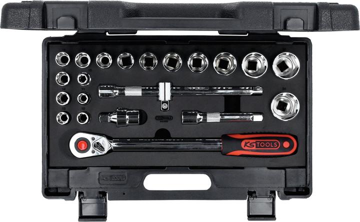 Produktbild KS Tools 1/2" CHROMEplus Steckschlüssel-Satz, 22 Teile, Flank Traction (34 mm, 18 mm, 11 mm, 12 mm, 20 mm, 19 mm, 27 mm, 15 mm, 25 mm, 13 mm, 21 mm, 33 mm, 14 mm, 29 mm, 10  mm, 30 mm, 23 mm, 26 mm, 22 mm, 17 mm, 28 mm, 16 mm, 32 mm, 24 mm, 31 mm)