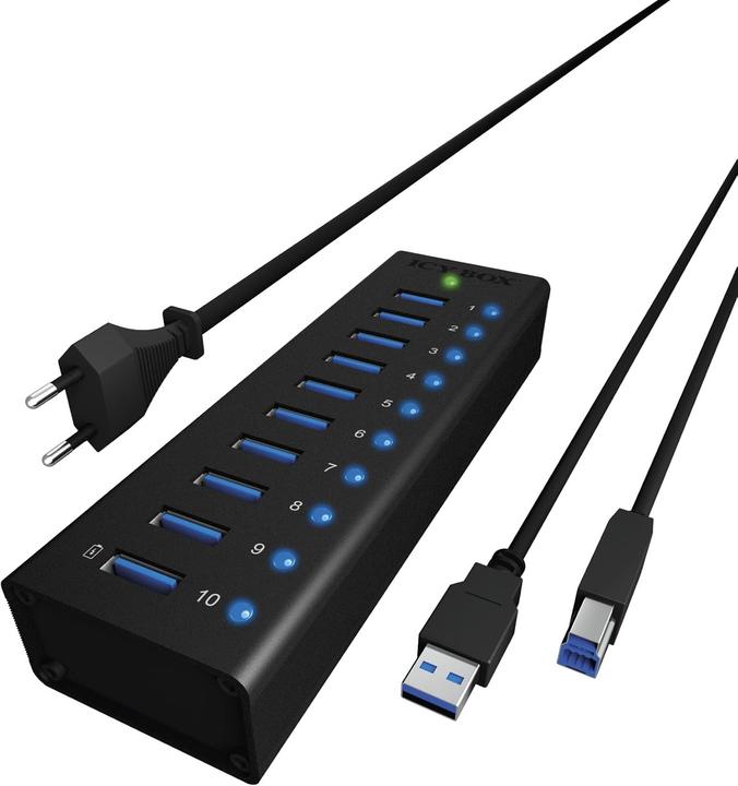 Produktbild Icy Box USB Hub High-Speed & Pug Play Connection ,IB-AC6110 (USB-B, 10 Ports)