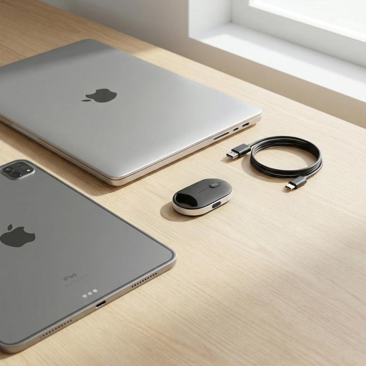 Actual product image CSL Ergonomische Funkmaus für Rechts/Linkshänder, Dual BT & 2,4 GHz, 2477 DPI, leise, USB-C, 2 Geräte (Docking, Wireless)