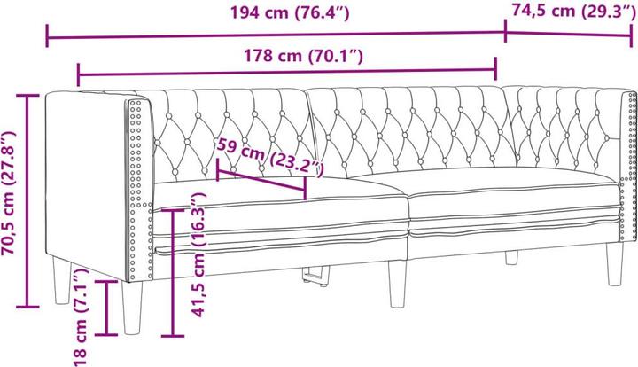 Produktbild vidaXL Chesterfield-Sofa (3-Sitzer)