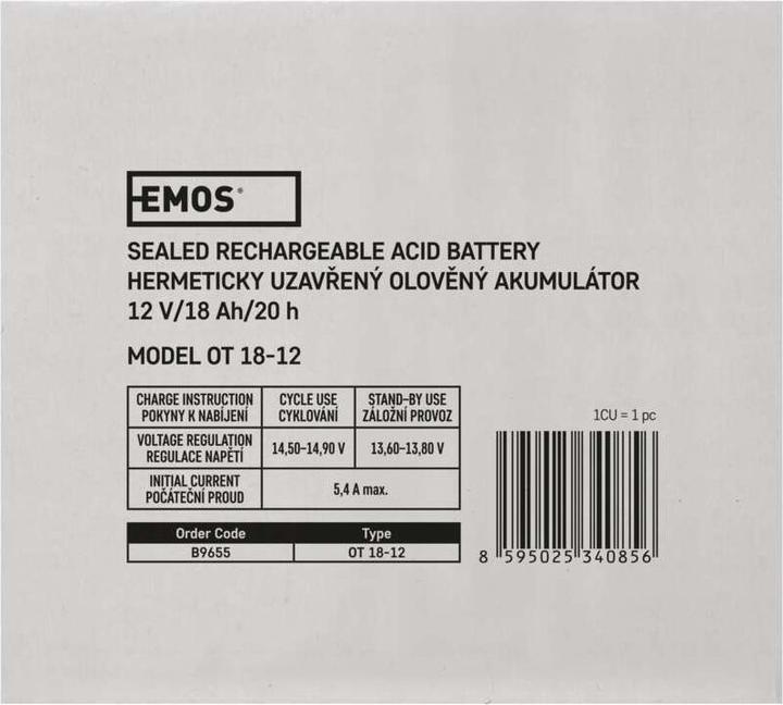 Nutritional values and ingredients Emos SLA battery 12V 18Ah (12 V, 18 Ah)