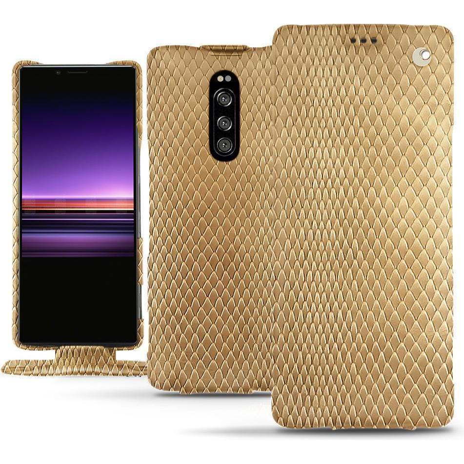 Noreve Lederschutzhülle vertikal (Sony Xperia 1), Smartphone Hülle, Beige
