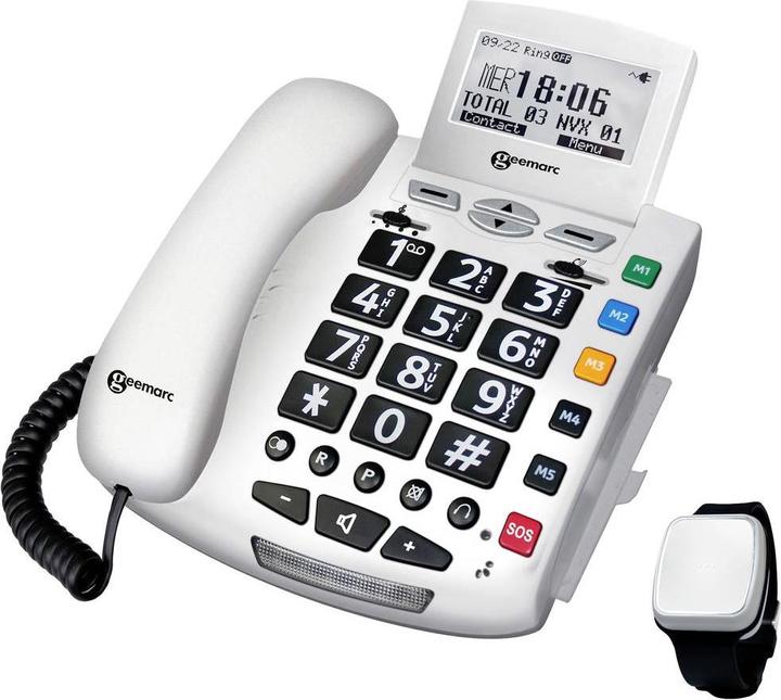 Actual product image Geemarc Pack SERENTIES Corded Senior Phone Caseband Sensor Illuminated Display White