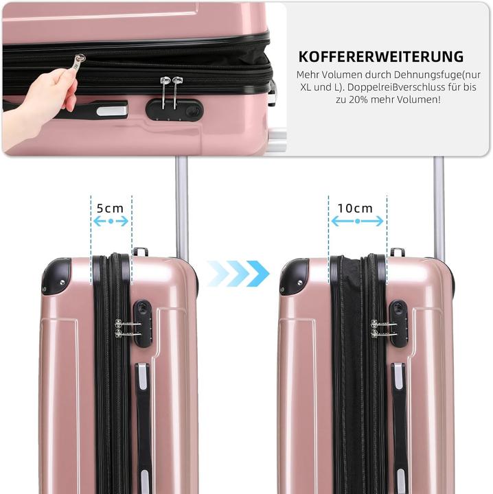 Image du produit Beibye 3-teiliges Hartschalenkoffer-Set mit 4 Zwillingsrollen und Zahlenschloss (115 l)