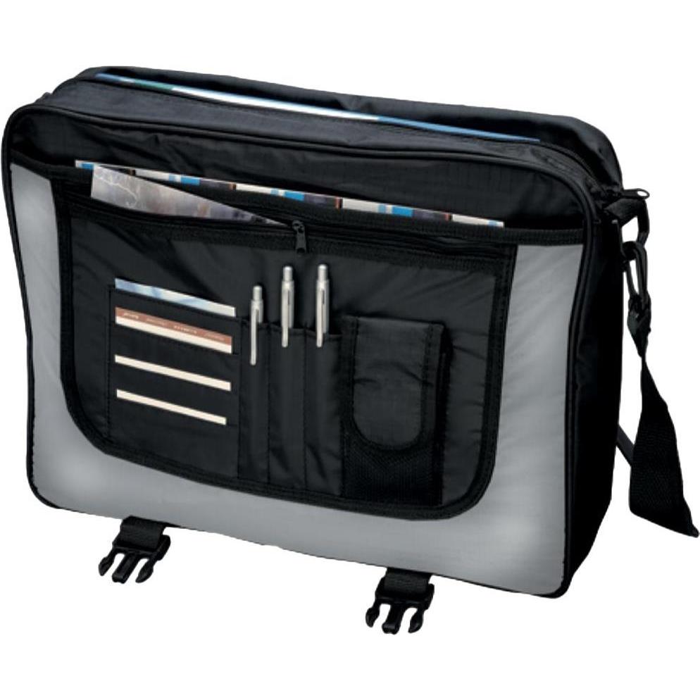 Lightpak Umhängetasche "WAVE", Polyester, schwarz/grau Schultergurt mit abnehmbarem Schulterschoner, Tragegri, Notebookt...