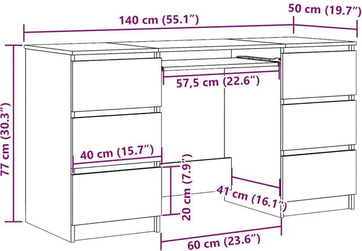 Produktbild VidaXL Jacinda (140 x 50 x 77 cm)