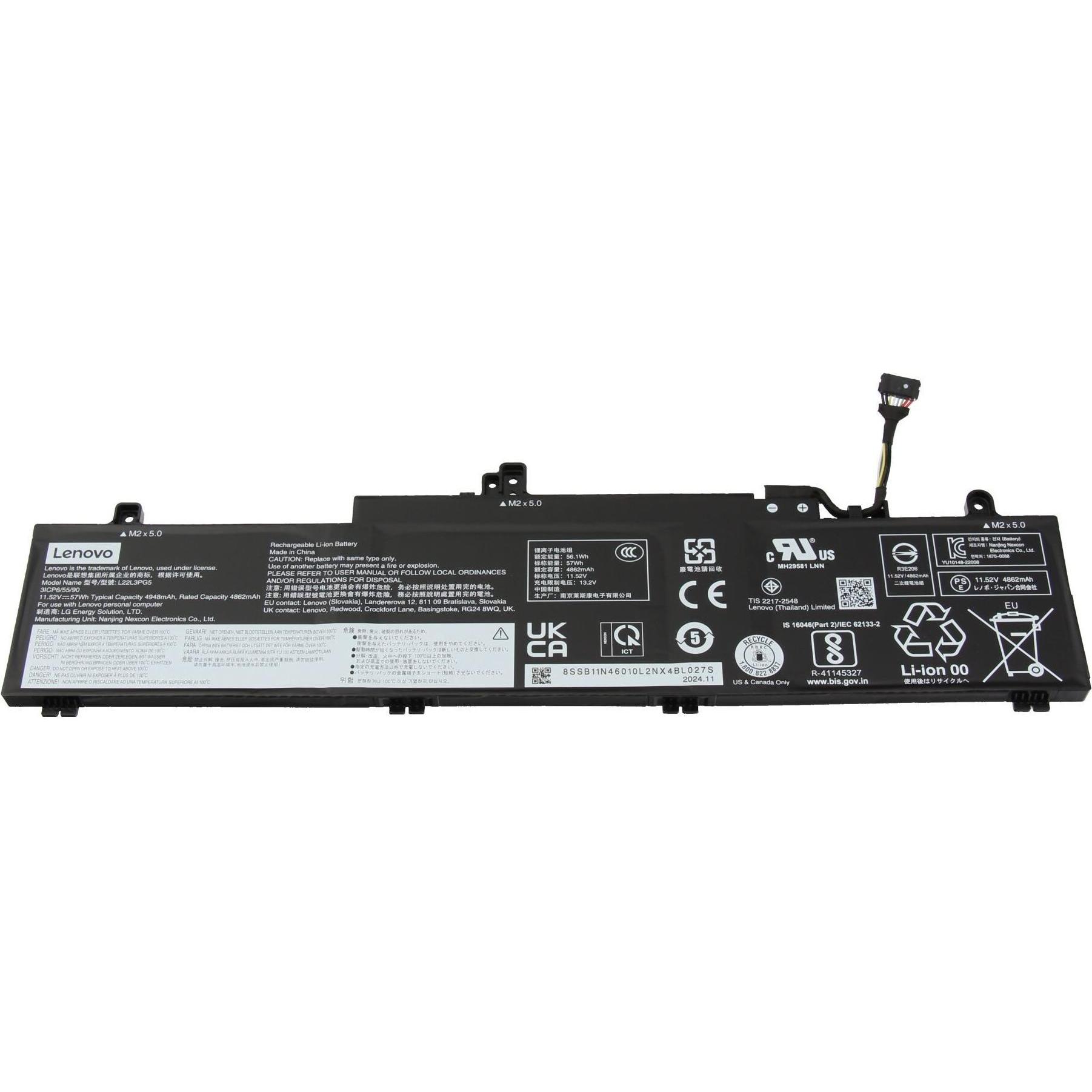 Lenovo 5B11K63029 (3 Zellen, 4948 mAh), Notebook Akku