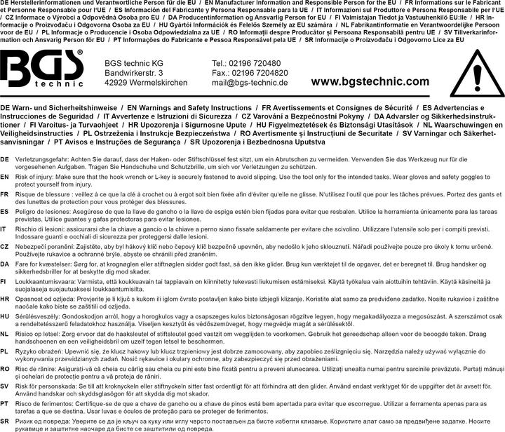 Image du produit BGS Jeu de clés à ergots | réglables | Ø 2,5 - 9 mm