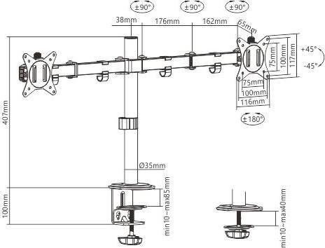 Image du produit Gembird MA-D2-01 (Tables, 32", 9 kg)
