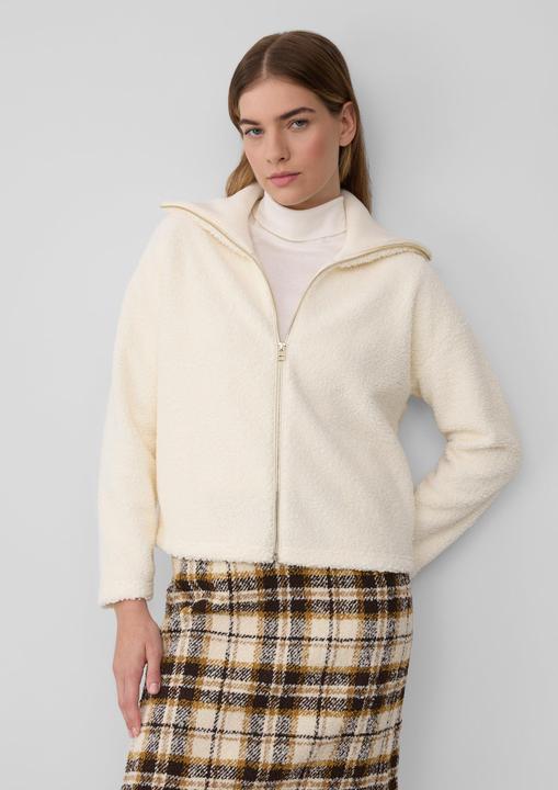 Produktbild s.Oliver Sweatshirt Jacke Leichte Teddyplüsch-Jacke mit Strickkragen (46)