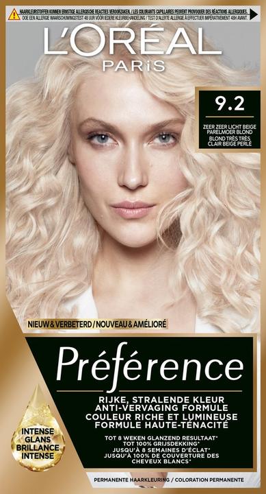 L'Oréal Paris L'Oreal Paris Preference 91 Sehr helles Aschblond Dauerhafte Haarfarbe 200 Ml (91 Very Light Ash Blonde)