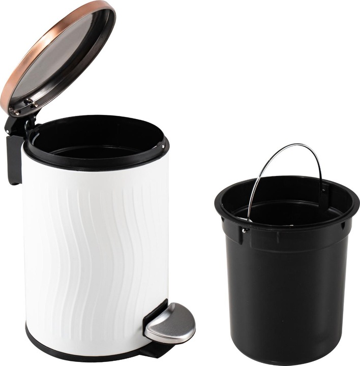 Image du produit HTI-Living Poubelle à pédale Jannik 3 litres blanc cuivre (3 l)