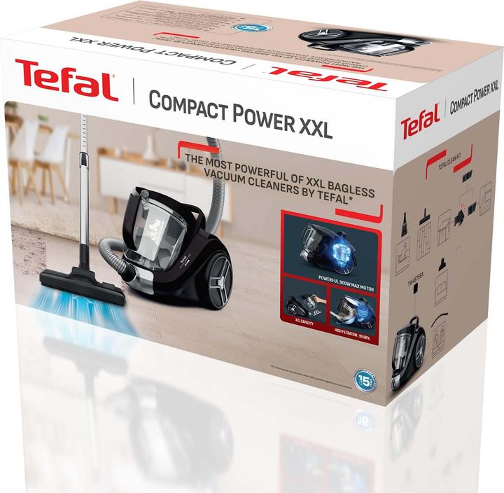Actual product image Tefal Compact Power XXL 900 W bez maisina melna - Puteklu sucejs TW4B75 (3221616113367)