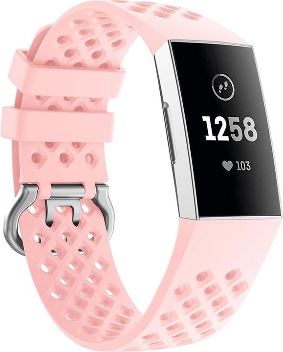 Cover-Discount Fitbit Charge - silicone sports bracelet perforated pink (Silicone, Charge 3, Charge 4)