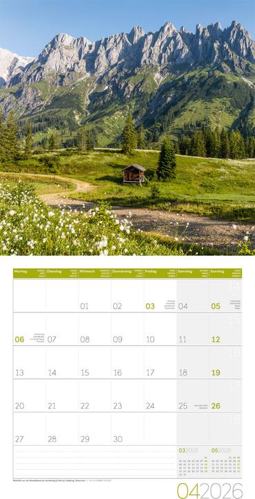 Image du produit Alpen Kalender 2026 - 30x30 (30 x 30 cm, Couverture rigide, Allemand, Italien, Anglais, Français)