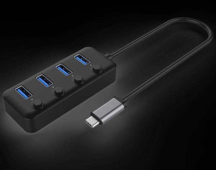 Image du produit PremiumCord SuperSpeed USB Hub Type C na 4x USB Gen1, vypÃnaÄe portÅ¯ (USB-C, 4 ports)
