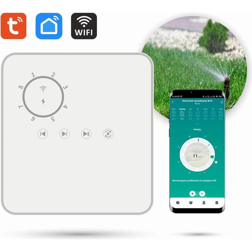 No Name, Bewässerungssystem, Tuya WiFi-Bewässerungsset 8 Zonen mit Netzteil