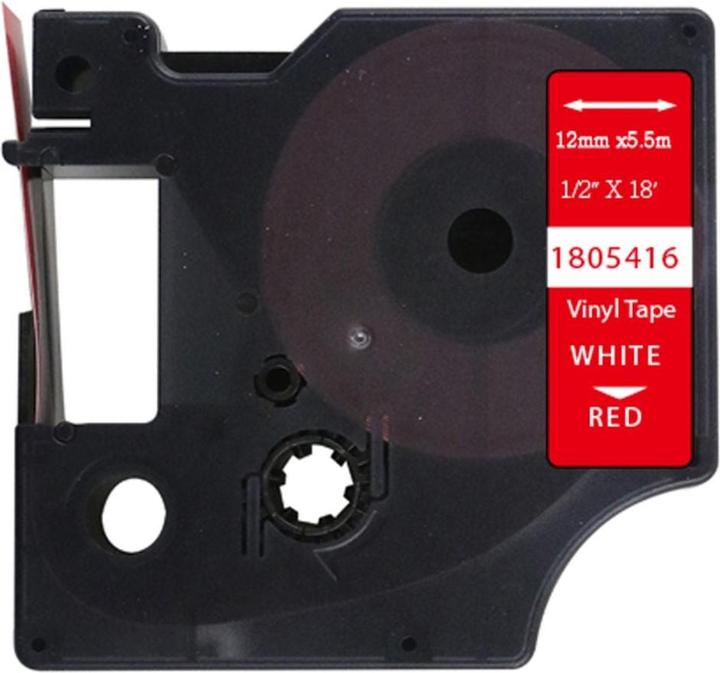 Actual product image Hermex Alternatives Etikettenband zu Dymo 1805416 Vinyletiketten (1.20 cm, Red, White)