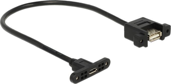 Produktbild Delock USB2.0-Kabel A-MicroB: 25cm, zum Einbau (0.25 m, USB 2.0, 2.50 W)