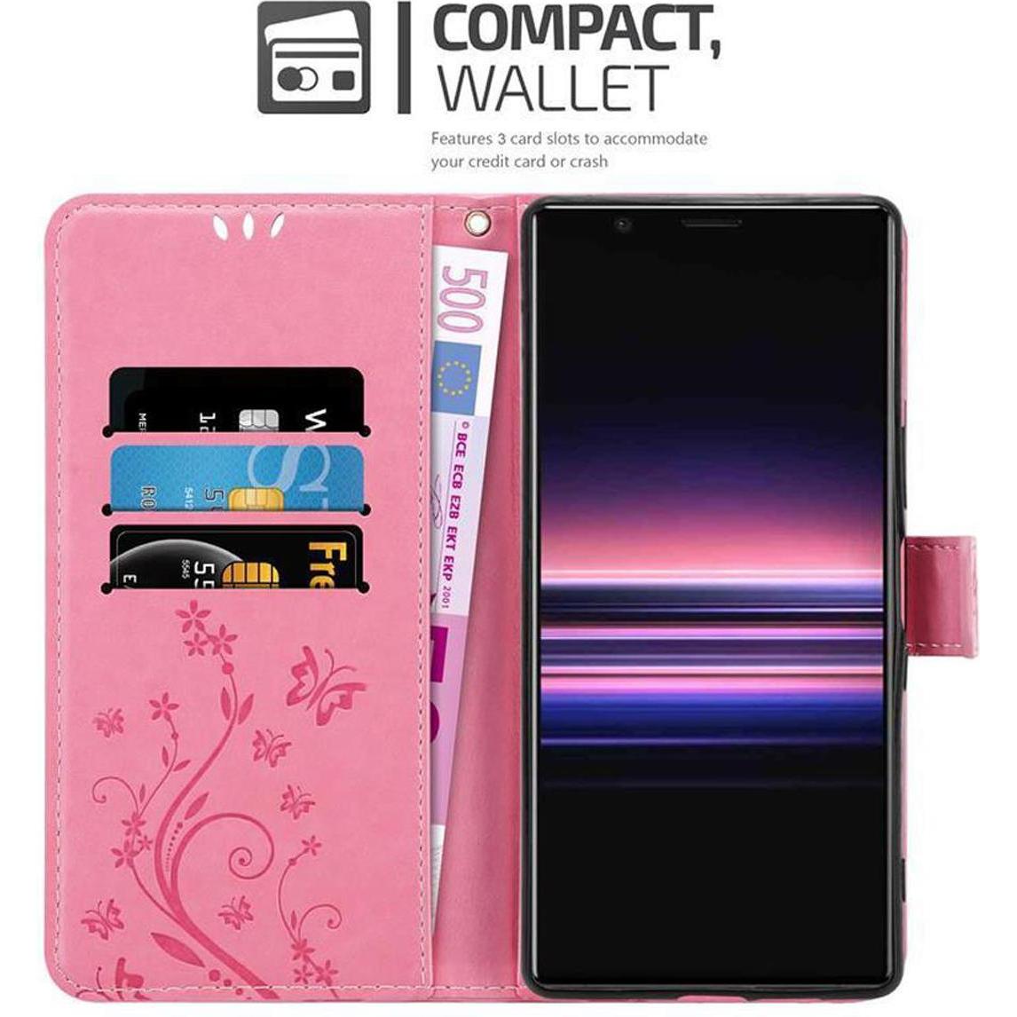 Thumbnail - Cadorabo Flower Book Cover (Sony Xperia 5), Smartphone Hülle, Rosa