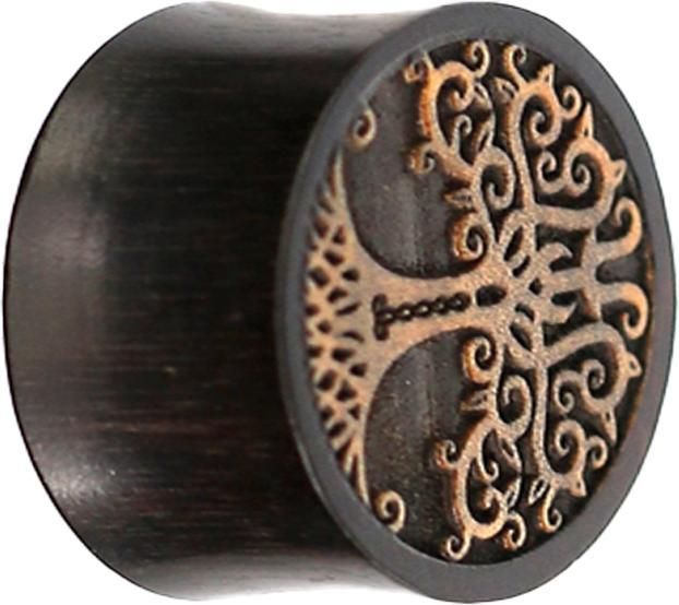 Produktbild Star Piercing Flared Plug Baum des Lebens Krokodilholz aus Tamarind Holz (ohne Messing, Organisch)