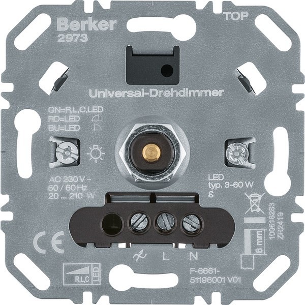 Actual product image Berker Uni rotary dimmer (R L C LED) 2973 Lichtst.
