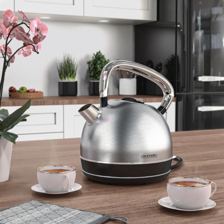 Image du produit Arendo Bouilloire 1,7 l, 2200 W, acier inoxydable, style rétro vintage, protection contre la surchauffe et (1.70 l)